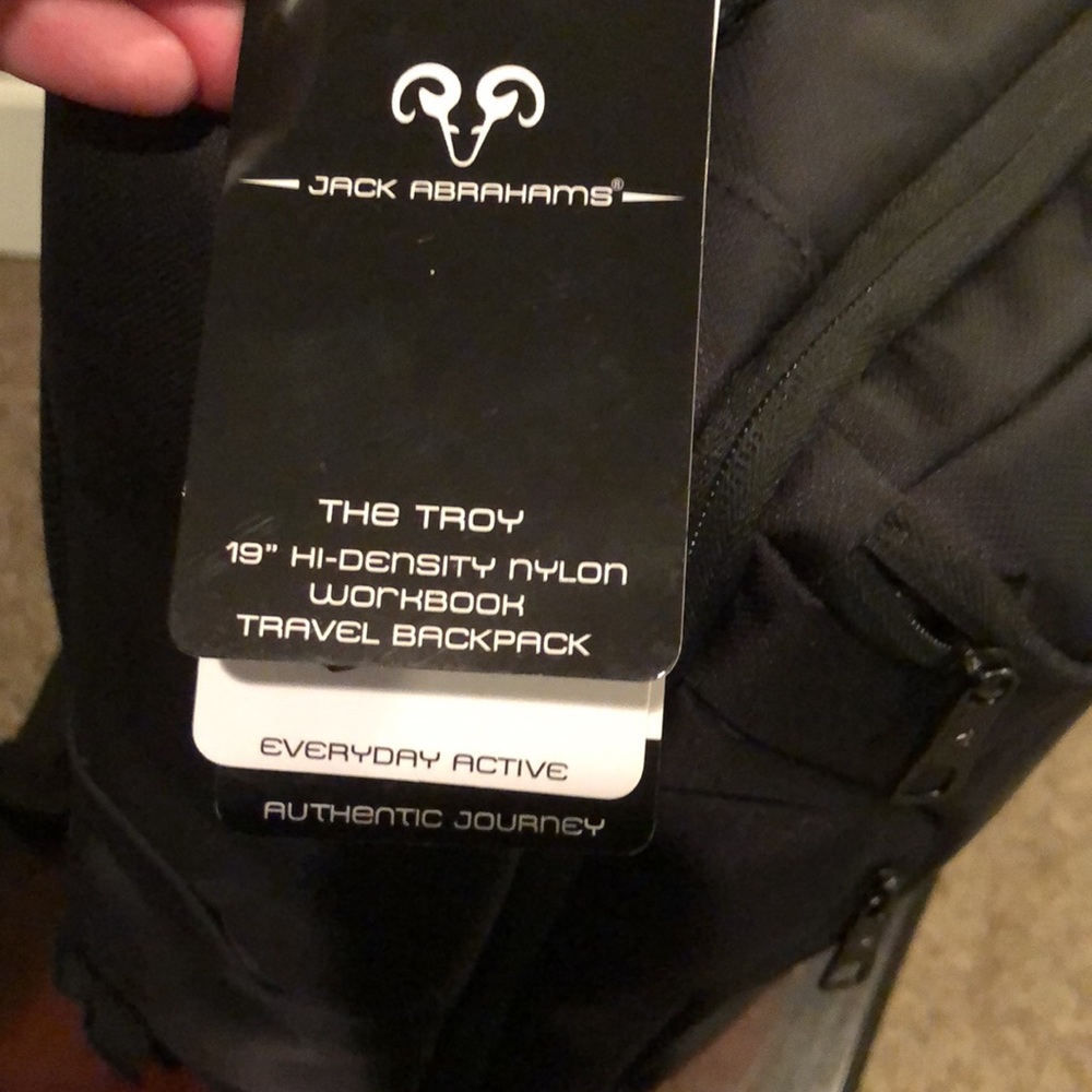 Jack Abrahams The Troy 19” hi-density nylon workbook travel backpack in Black - Picture 5 of 7
